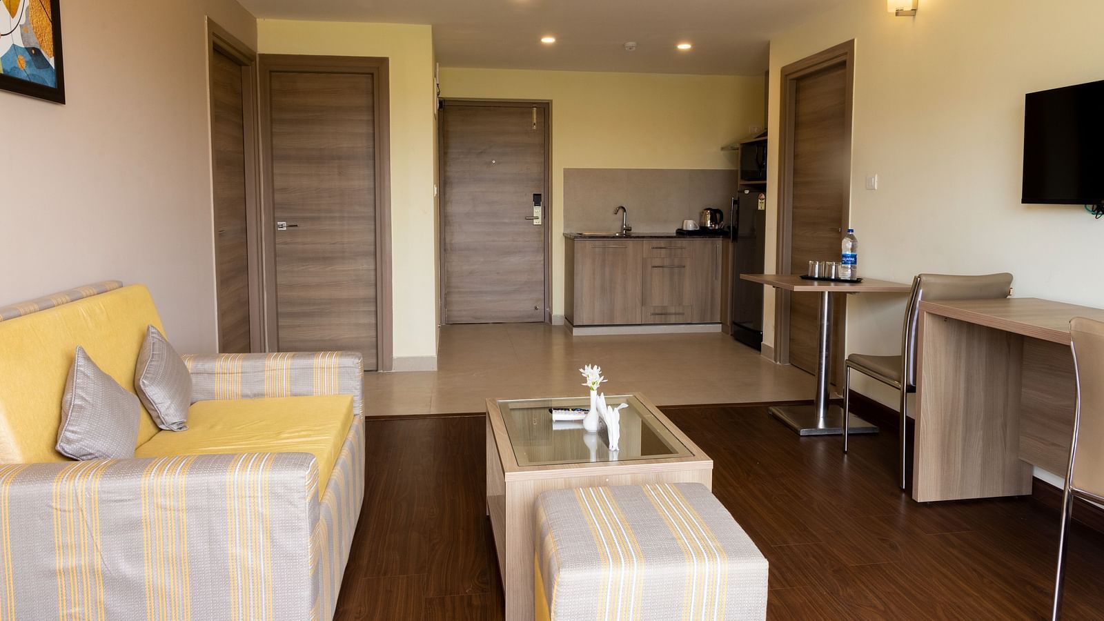 Overview of the living room inside one of the rooms - Starlit Suites, Tirupati