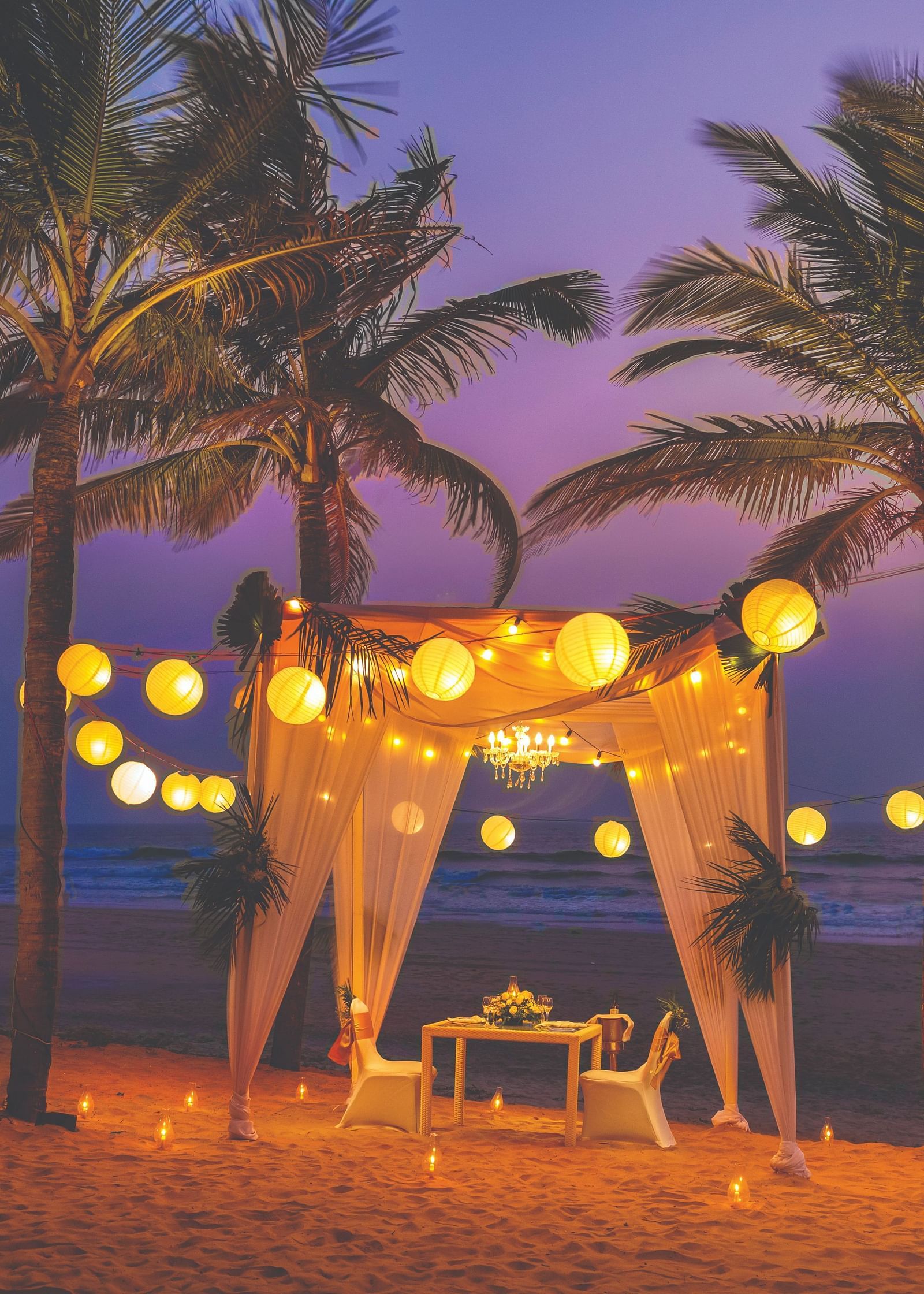 candlelight dinner on the beach with decorations - Caravela Beach Resort Goa