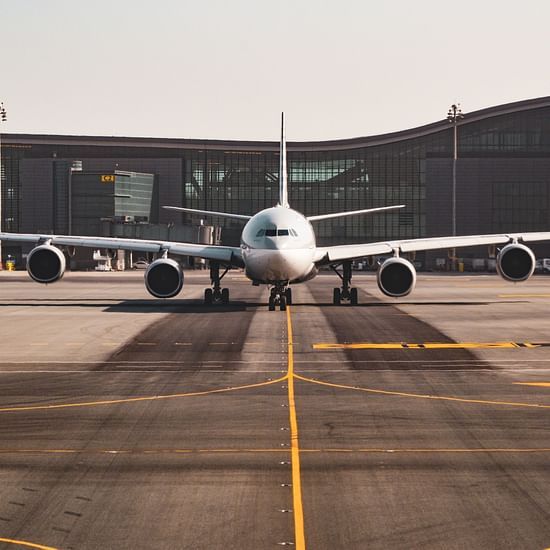 An Airplane about to takeoff