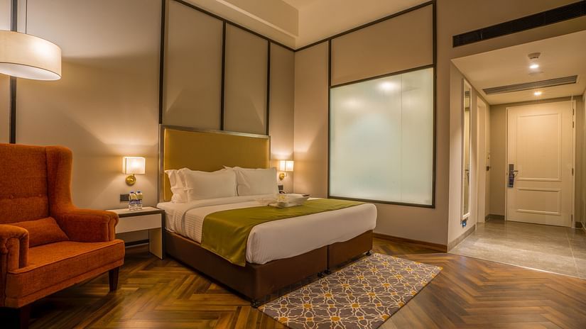 double bed in one of our rooms in tripura