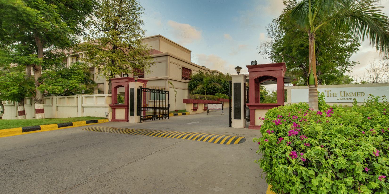 The Ummed Ahmedabad low rise luxury hotel surrounded by landscaped gardens
