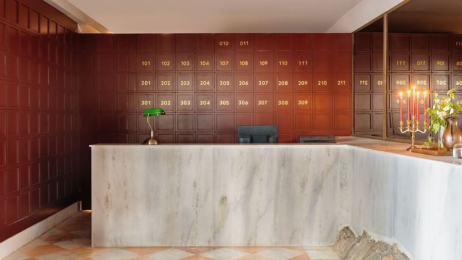Reception area in view at Manuscript - Jhilwara Haveli, Udiapur