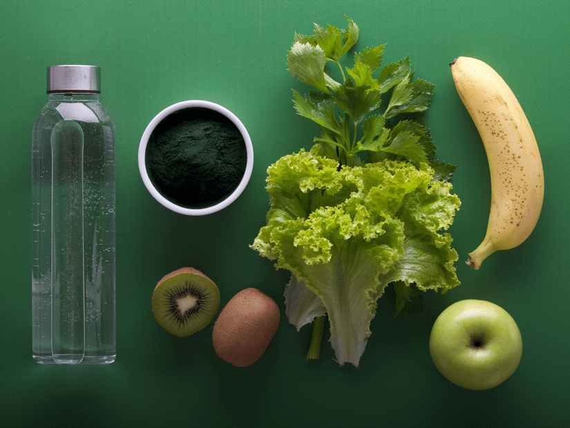 ingredients for a smoothie laid out on a table