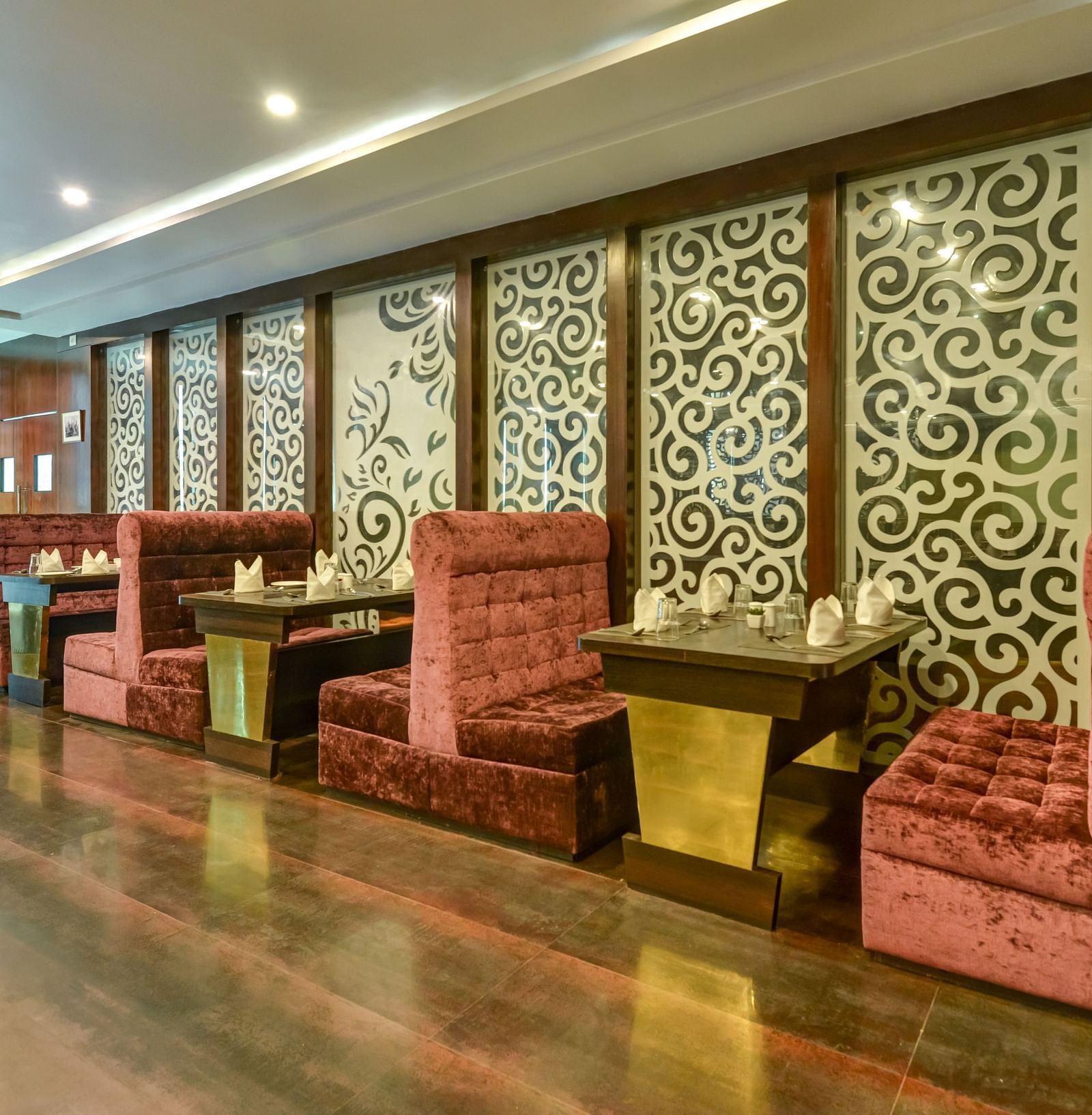 Dining area with elegant seating arrangements