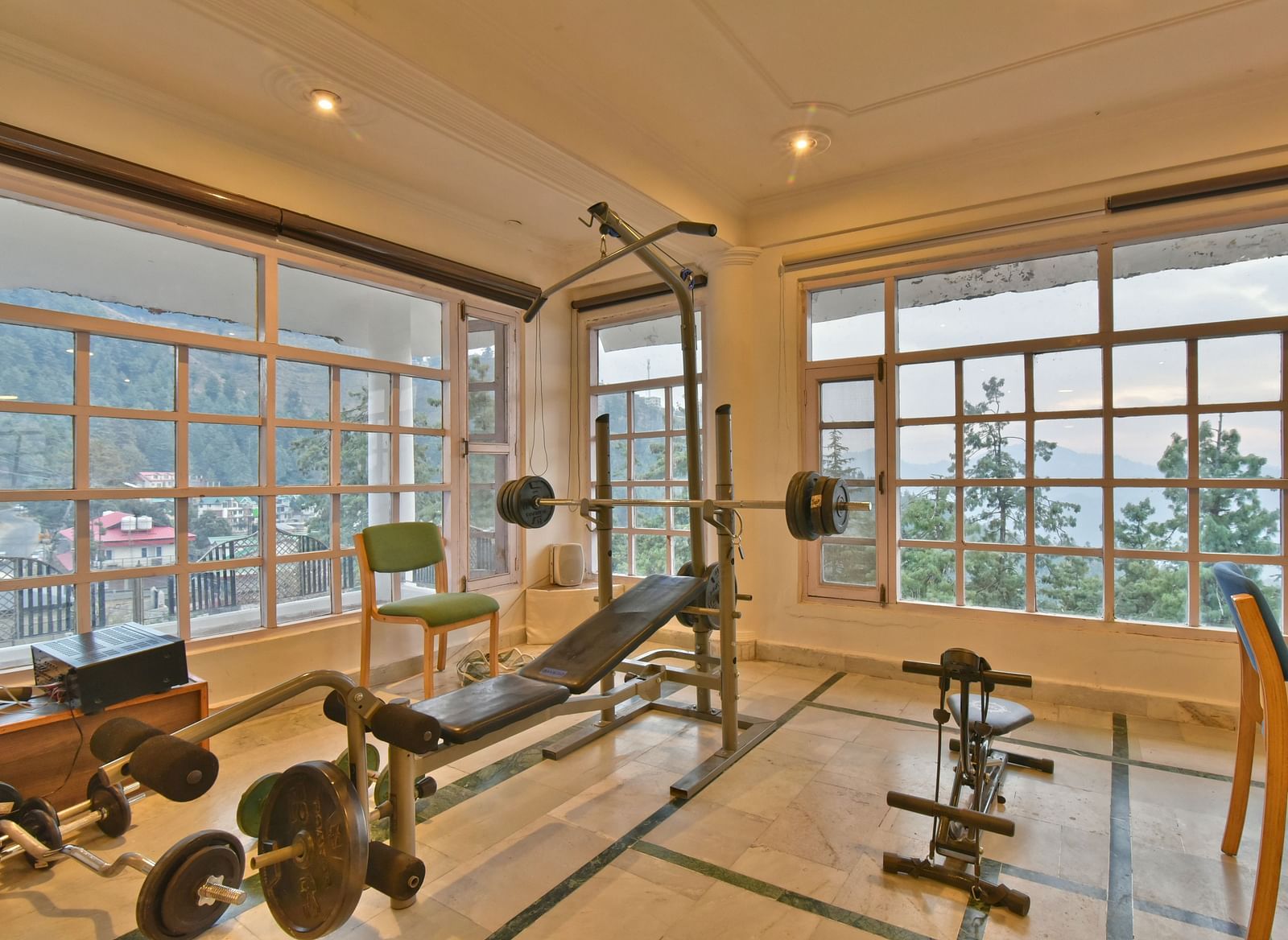 Gym space with equipment at DLS Hillcrest Resort, Shimla.