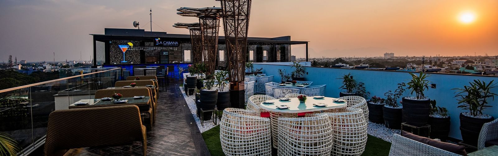 A view of the La Cabana, the rooftop restaurant in Hotel Park Elanza, Coimbatore