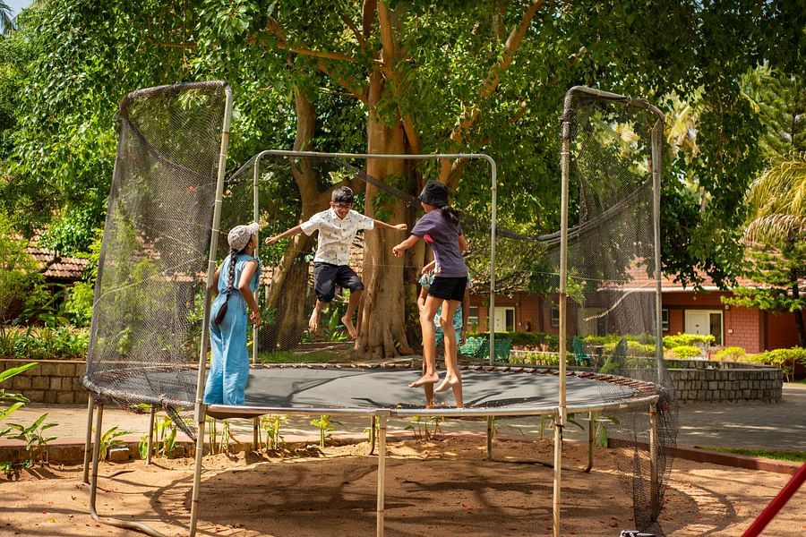 KIDS jumping in the TRAMPOLINE  - Ibex River Resort, Pollachi