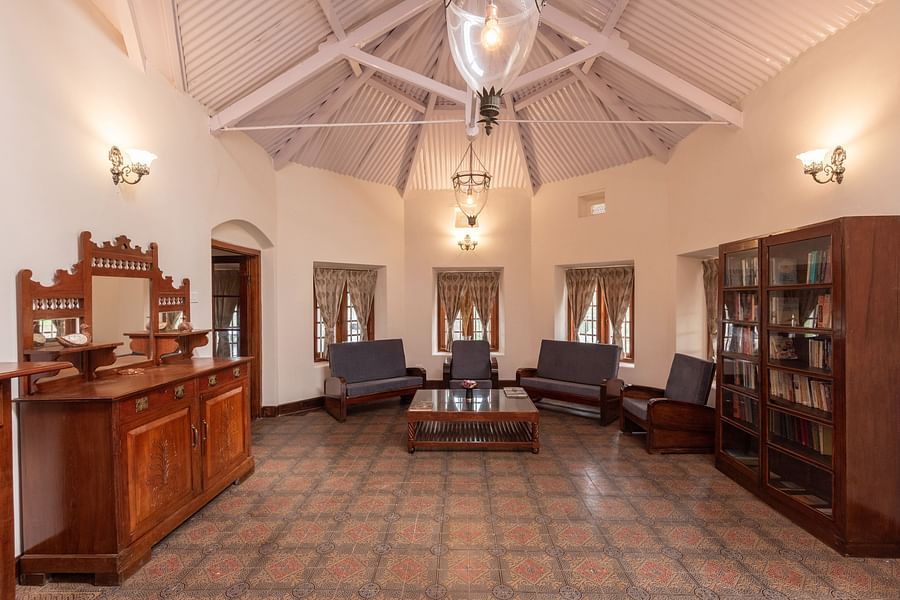 An overview of the interiors of the Reception Lobby with seating arrangement in view - Ibex Stays & Trails, Coonoor (Leewood).