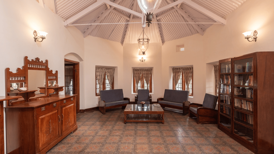 An overview of the interiors of the Reception Lobby with seating arrangement in view - Ibex Resort, Coonoor (Leewood).