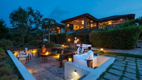 outdoor lounging area at our resort in Bandipur 0