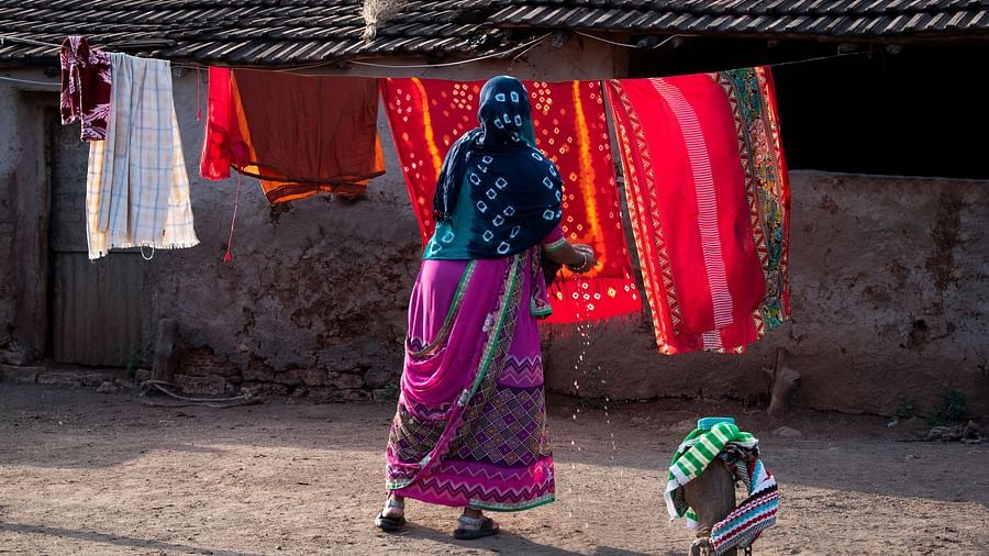 Woman Drying Clothes