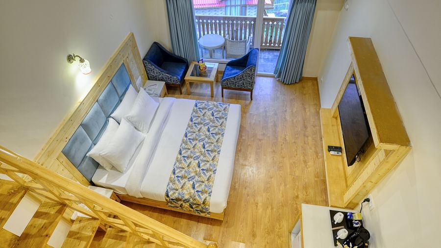 Family room with attic