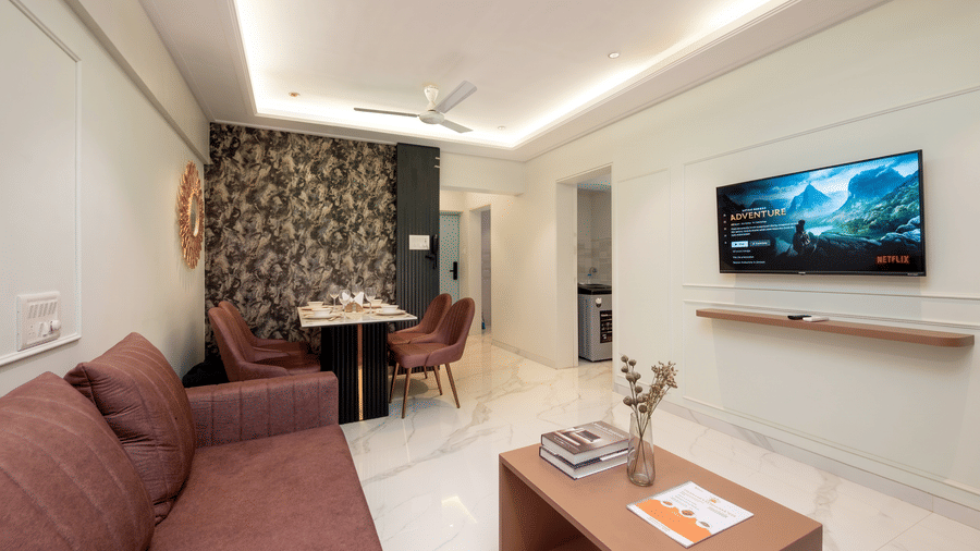 Spacious serviced apartment with living area at Home2 Residency, Mumbai Airport