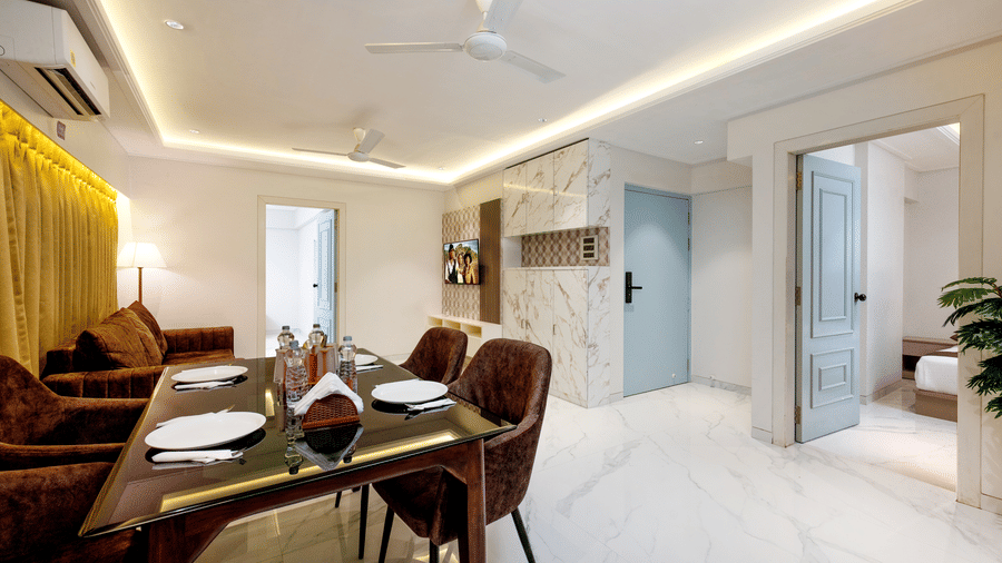 Spacious studio apartment with living and dining area at Home2 Residency, Mumbai Airport