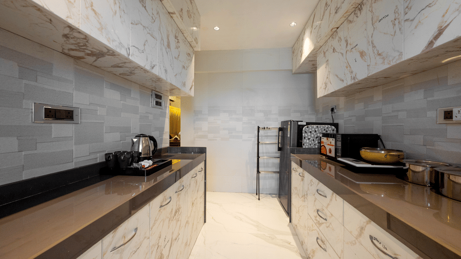 Fully equipped kitchen in a serviced apartment near Mumbai Airport