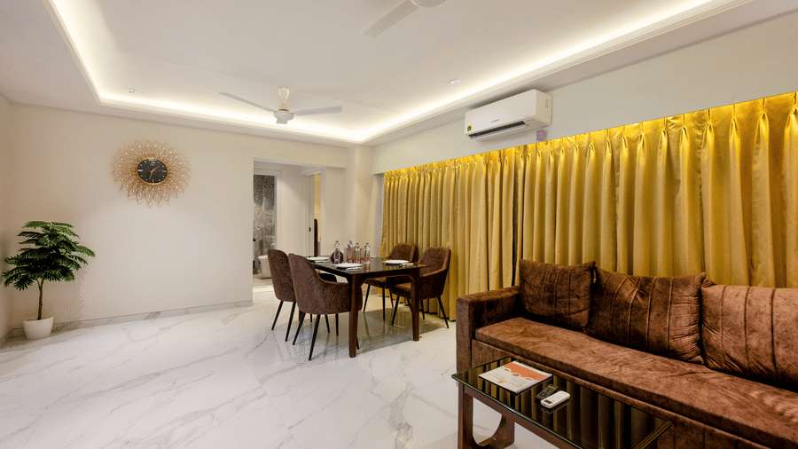 Spacious living area in a serviced apartment at Home2 Residency, Mumbai Airport
