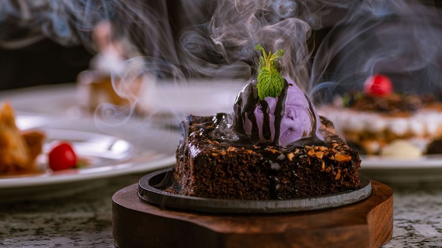 brownie with ice cream at our restaurant in agartala