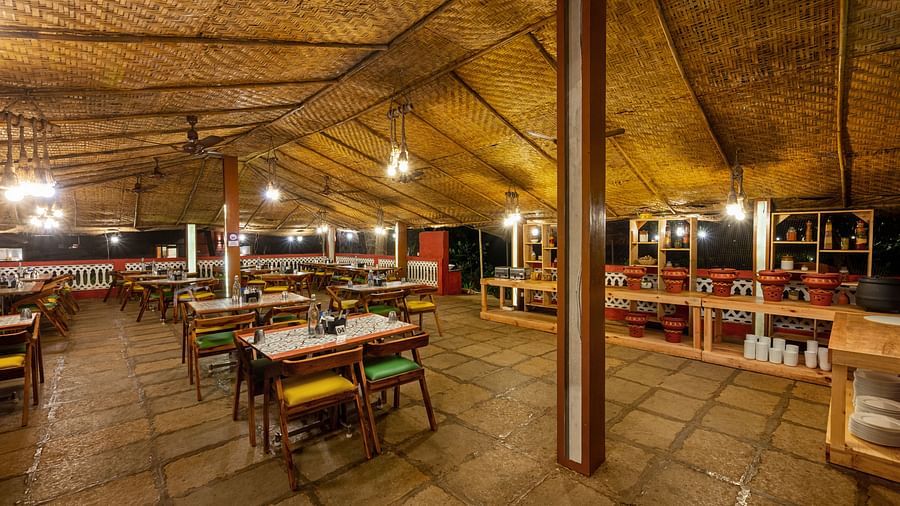 Lotus eco beach resort, view of wadi restaurant seating arrangements 