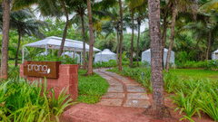 the entrance of Prana at Azaya Beach Resort, a spa resort in Goa