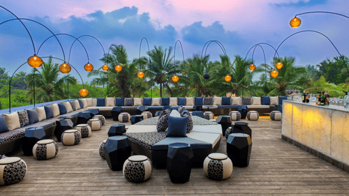 Seating arrangement at Lynx Patio, best bar in south goa - Azaya Beach Resort Goa