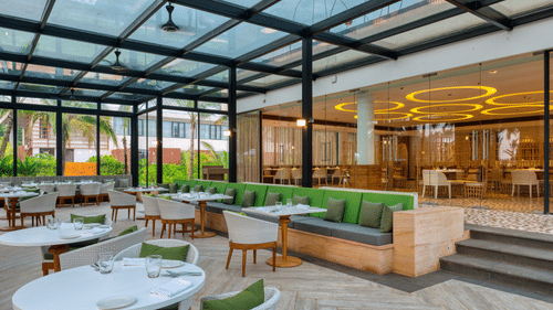 The sitting area at La Concha Jewel Box, one of the best party halls in South Goa