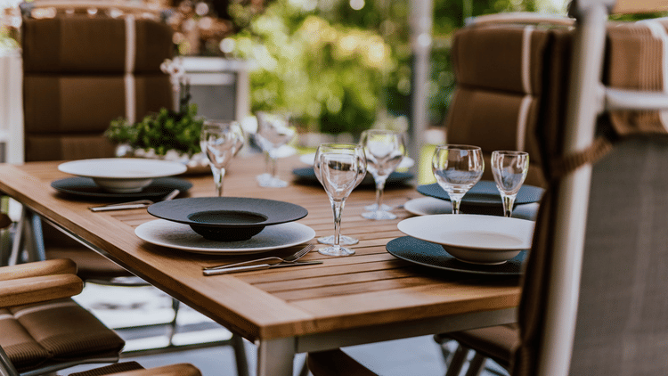a table set for a meal at our beach resort