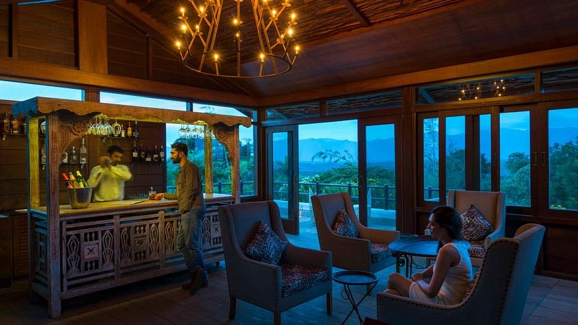 the ambient lighting at a dining outlet at The Serai Bandipur