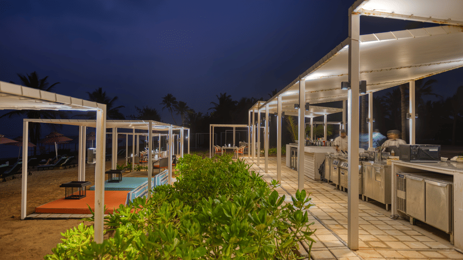 Elegant outdoor seating at Azaya Beach Resort Goa, featuring one of the best restaurants in South Goa.