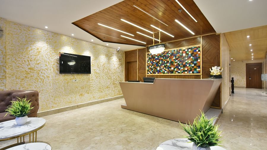 Reception desk area in the lobby at DLS Ark Holiday Inn, Banikhet.