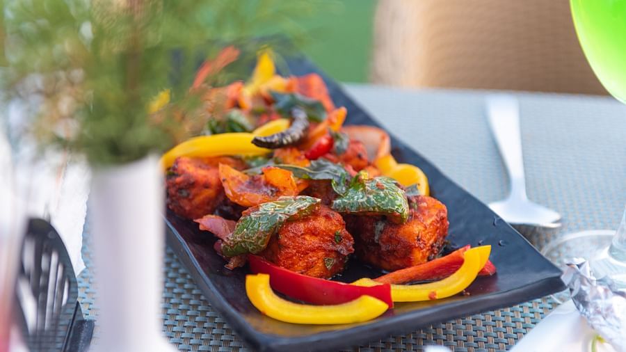 Food and drinks placed on the table at DLS Highland Resort and Spa, Mussoorie.