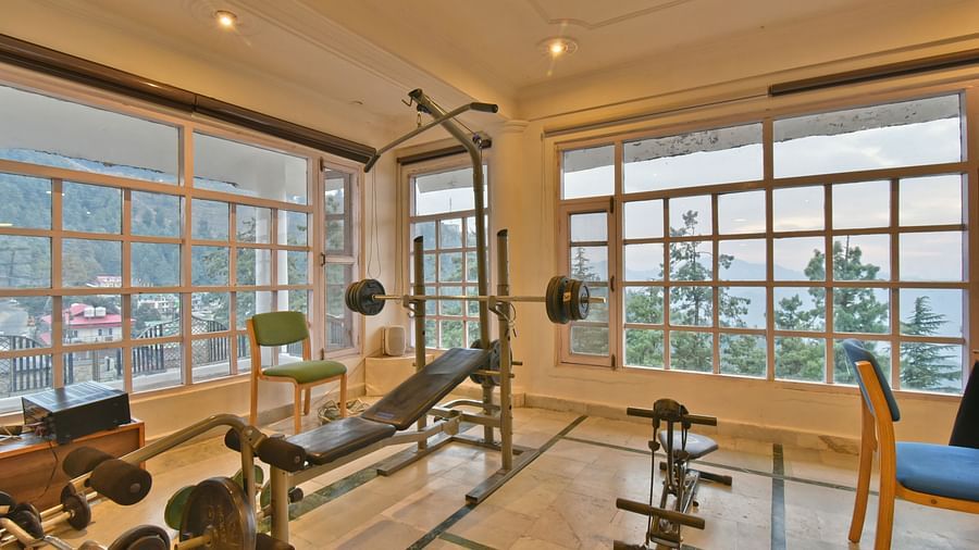 Gym space with equipment at DLS Hillcrest Resort, Shimla.