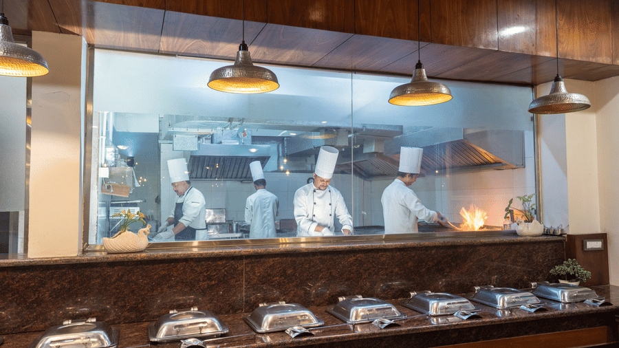 A couple of chefs working together at at DLS Hotels On The Ganges.