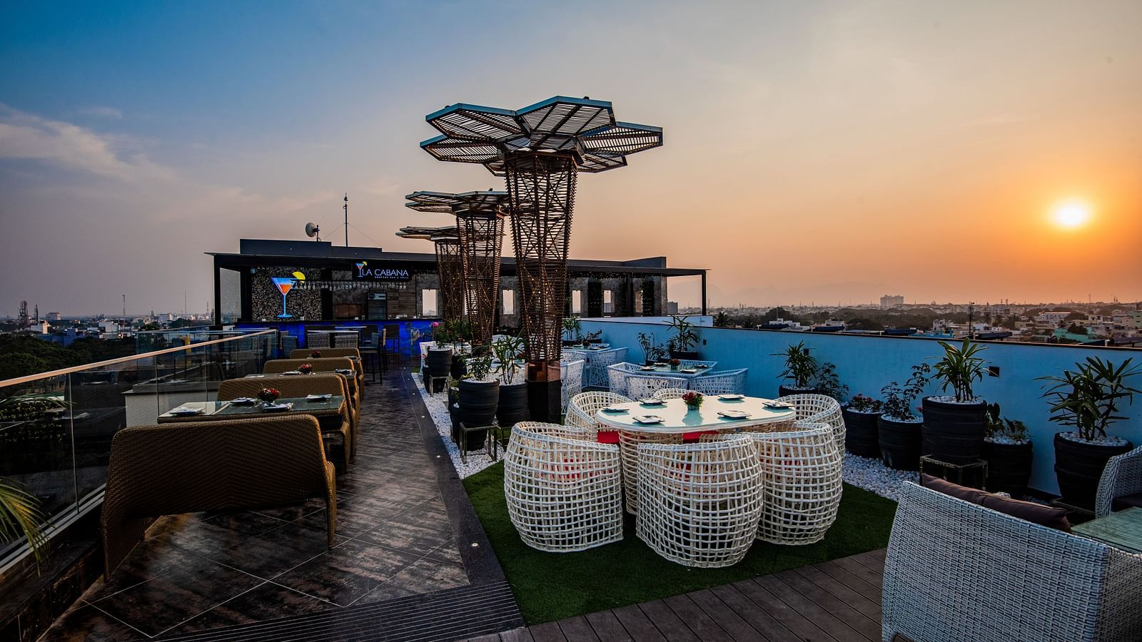 A view of the La Cabana, the rooftop restaurant in Hotel Park Elanza, Coimbatore