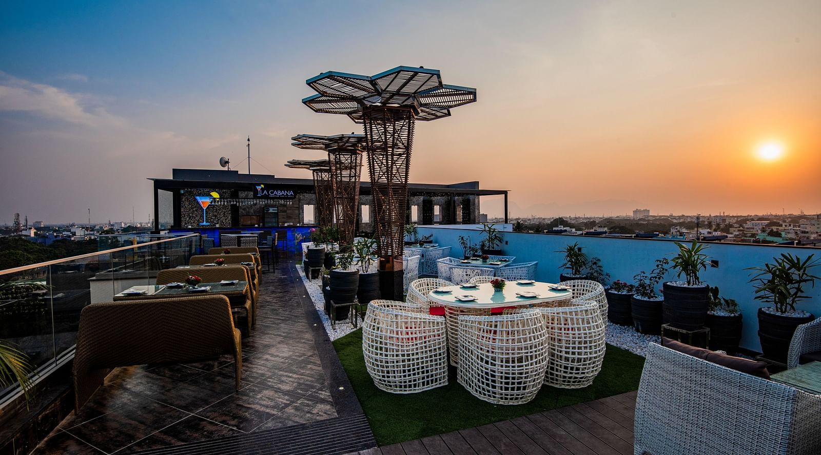 A view of the La Cabana, the rooftop restaurant in Hotel Park Elanza, Coimbatore
