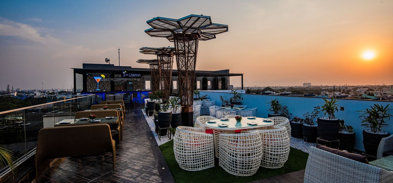 A view of the La Cabana, the rooftop restaurant in Hotel Park Elanza, Coimbatore
