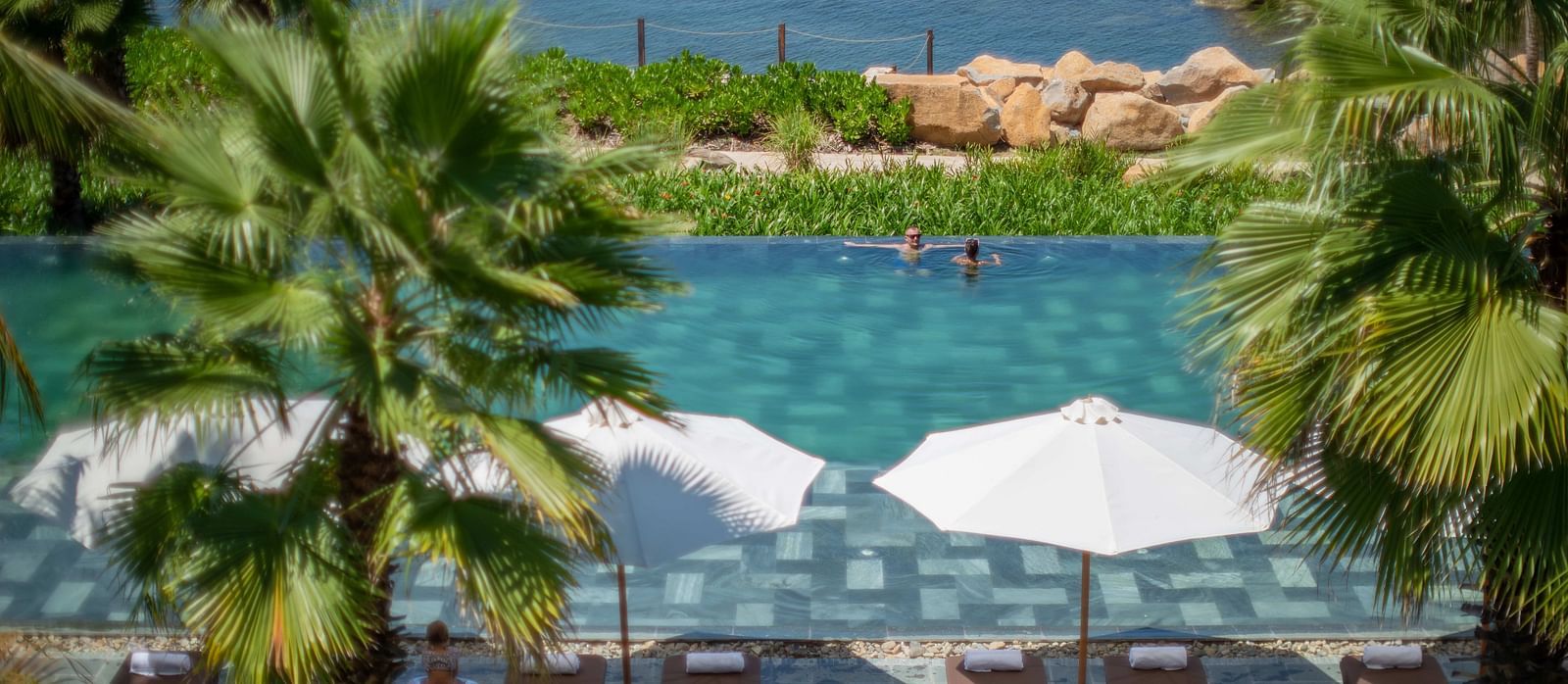 An image of a pool surrounded by a few palm trees - Alibu Resort Nha Thrang