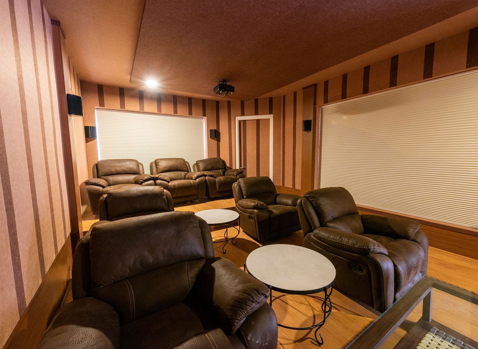 An image of a home theatre setting at BluSalzz Resort.