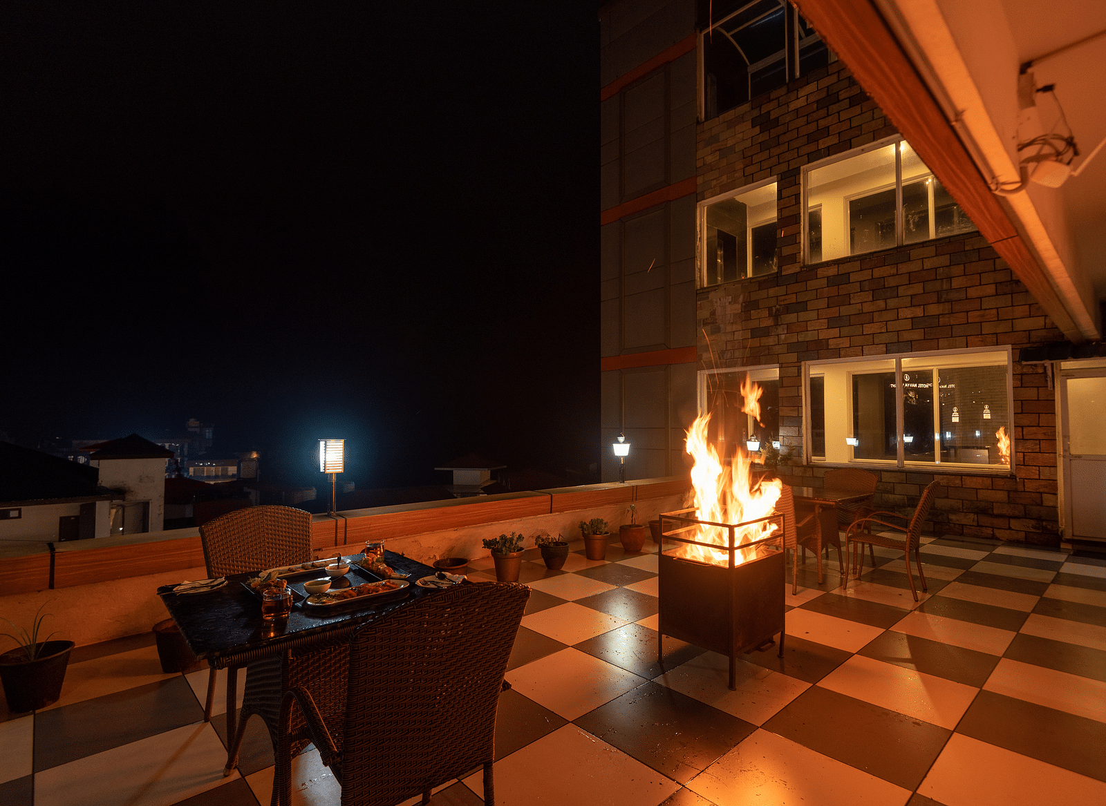 Bonefire setup at DLS Spring Valley Resort Dharamshala  during night time