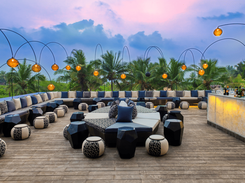 Seating arrangement at Lynx Patio, best bar in south goa - Azaya Beach Resort Goa