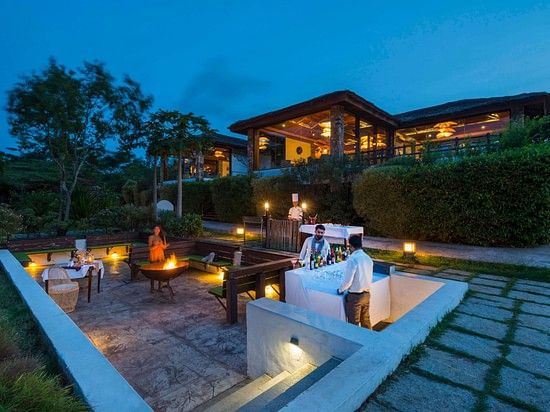outdoor lounging area at our resort in Bandipur 0