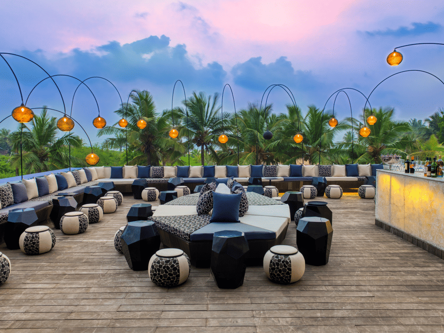 Seating arrangement at Lynx Patio, best bar in south goa - Azaya Beach Resort Goa