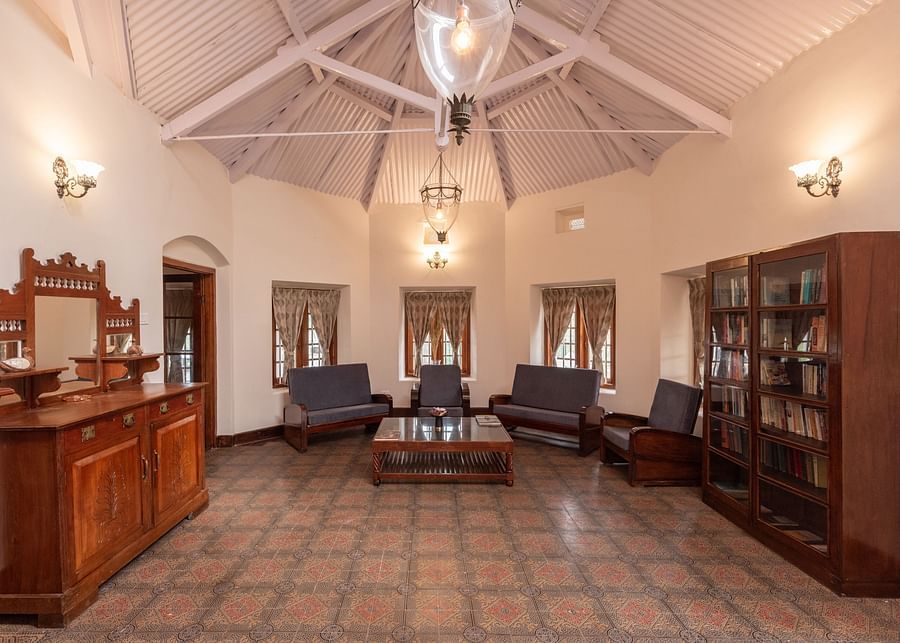 An overview of the interiors of the Reception Lobby with seating arrangement in view - Ibex Stays & Trails, Coonoor (Leewood).