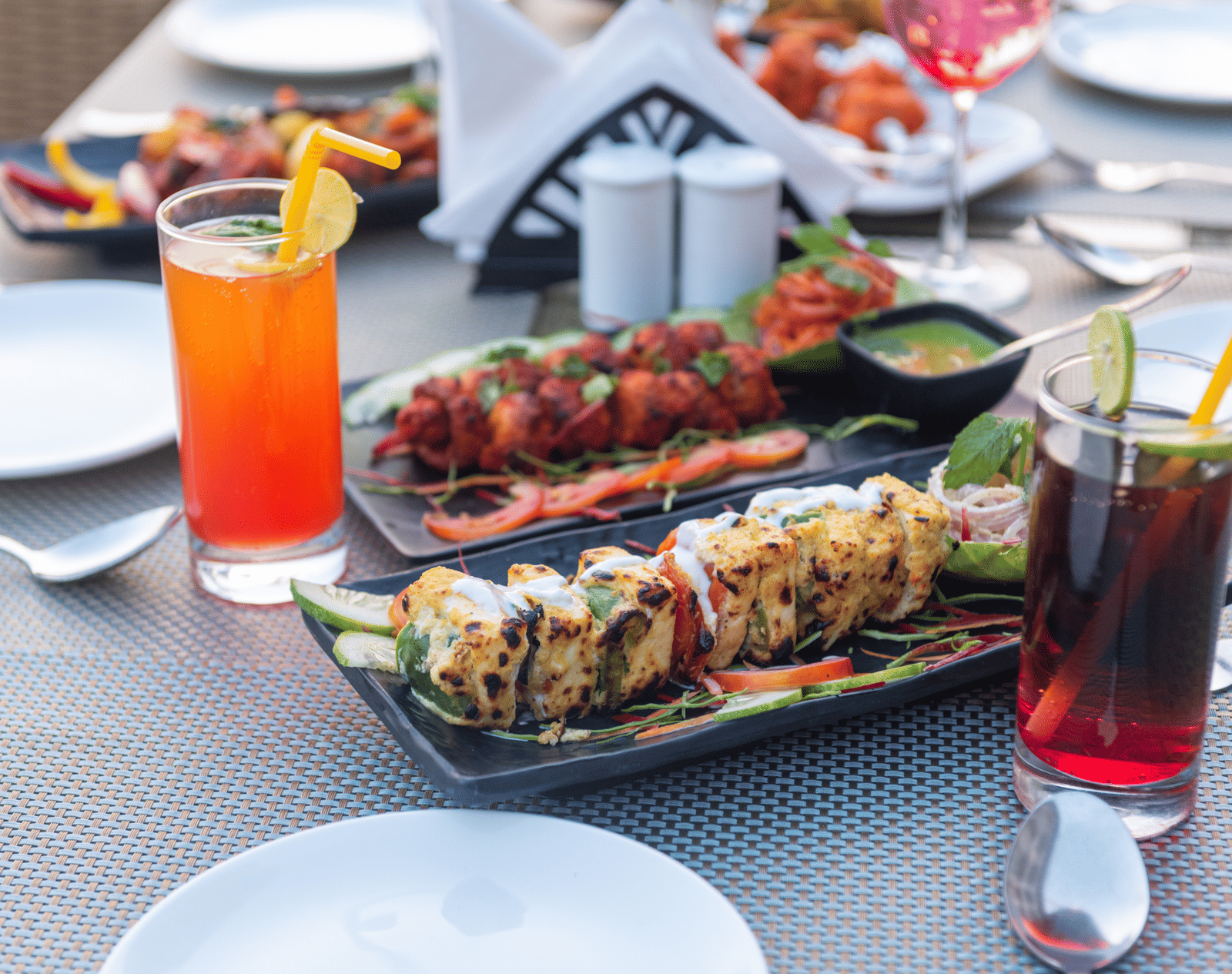 Food and drinks placed on the table at DLS Highland Resort and Spa, Mussoorie.