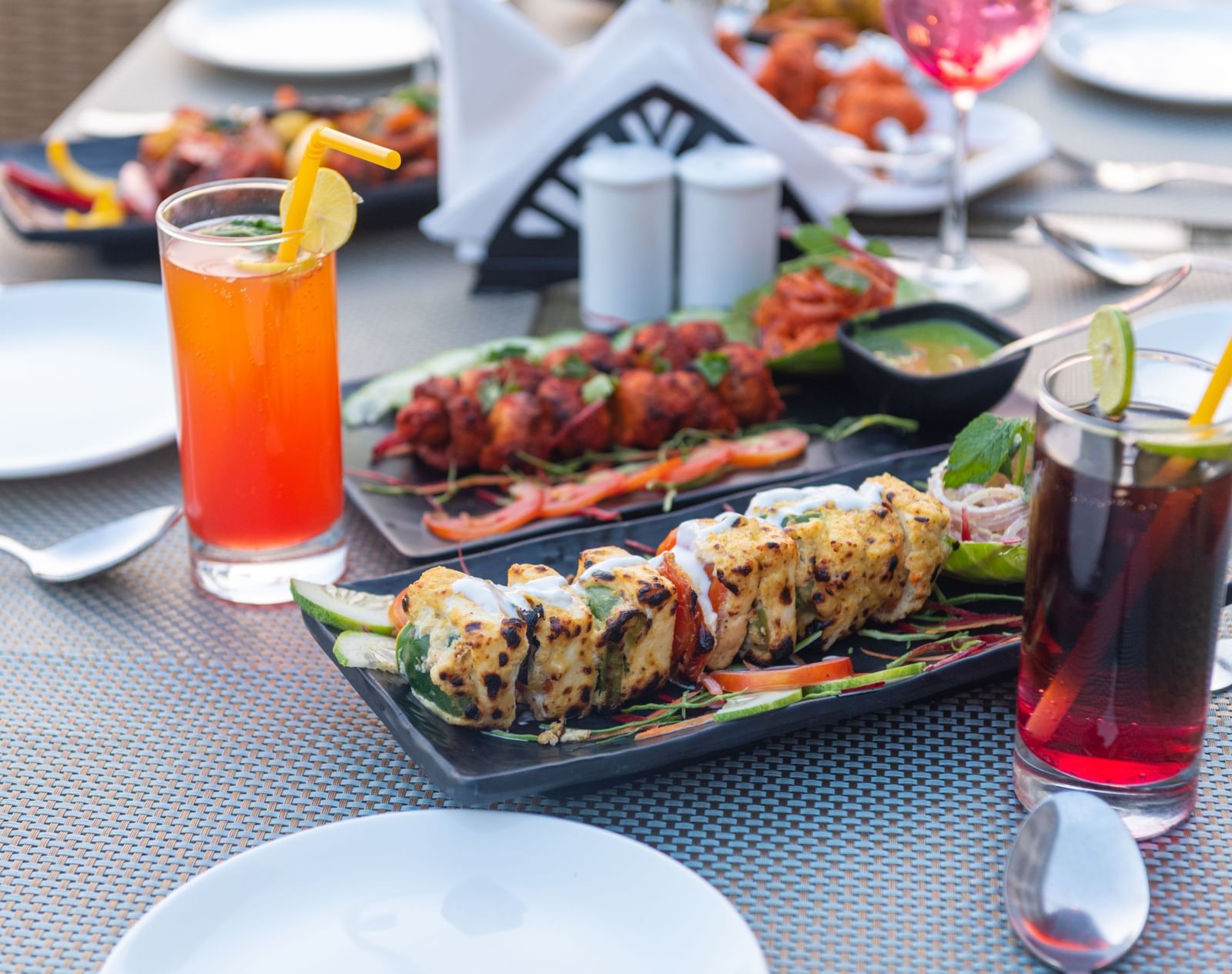 Food and drinks placed on the table at DLS Highland Resort and Spa, Mussoorie.