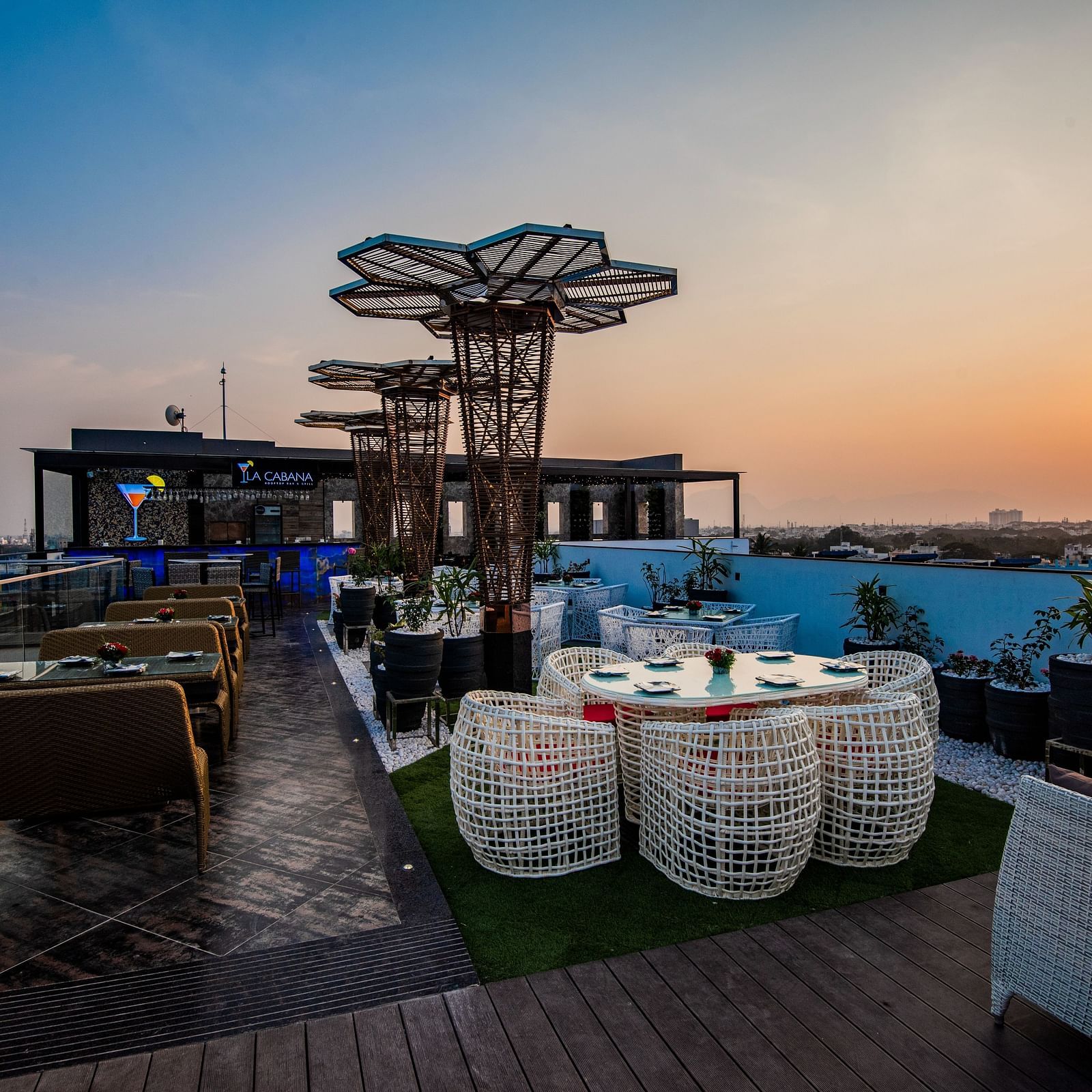 A view of the La Cabana, the rooftop restaurant in Hotel Park Elanza, Coimbatore