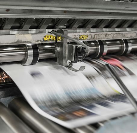 High-speed printing in action, capturing the pulse of the news world