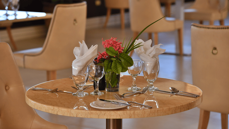 close up of a table at la vista restaurant