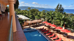 a view of the ocean from our hotel