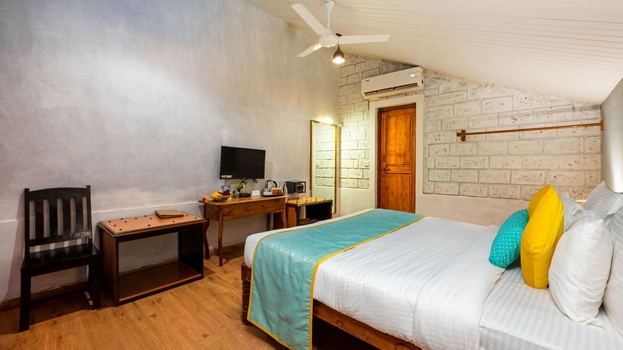 Lotus eco beach resort, king size bed in Konkan Villas