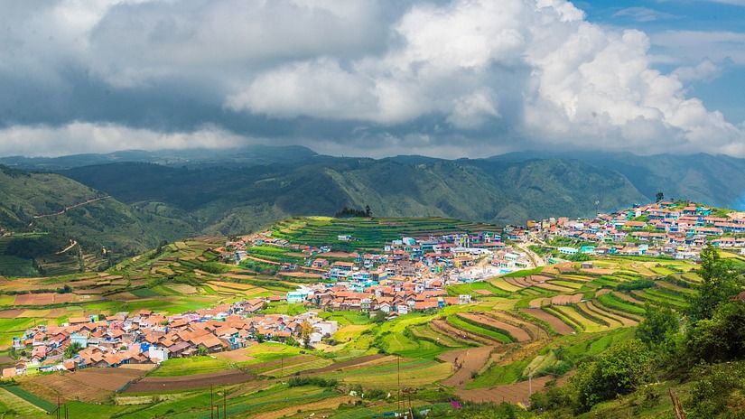 aerial view of a town